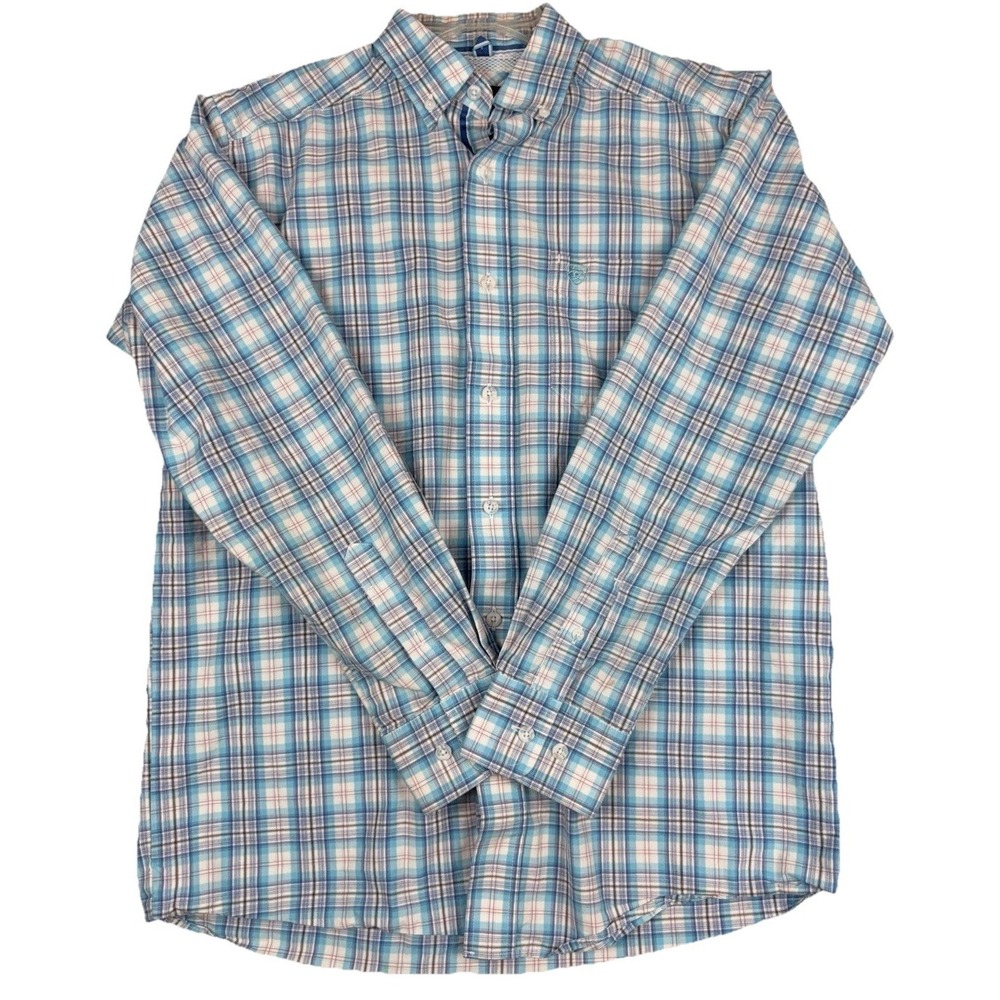 Ariat Pro Series Button Down Long Sleeve Men's Sz S Plaid Cowboy Western Blue